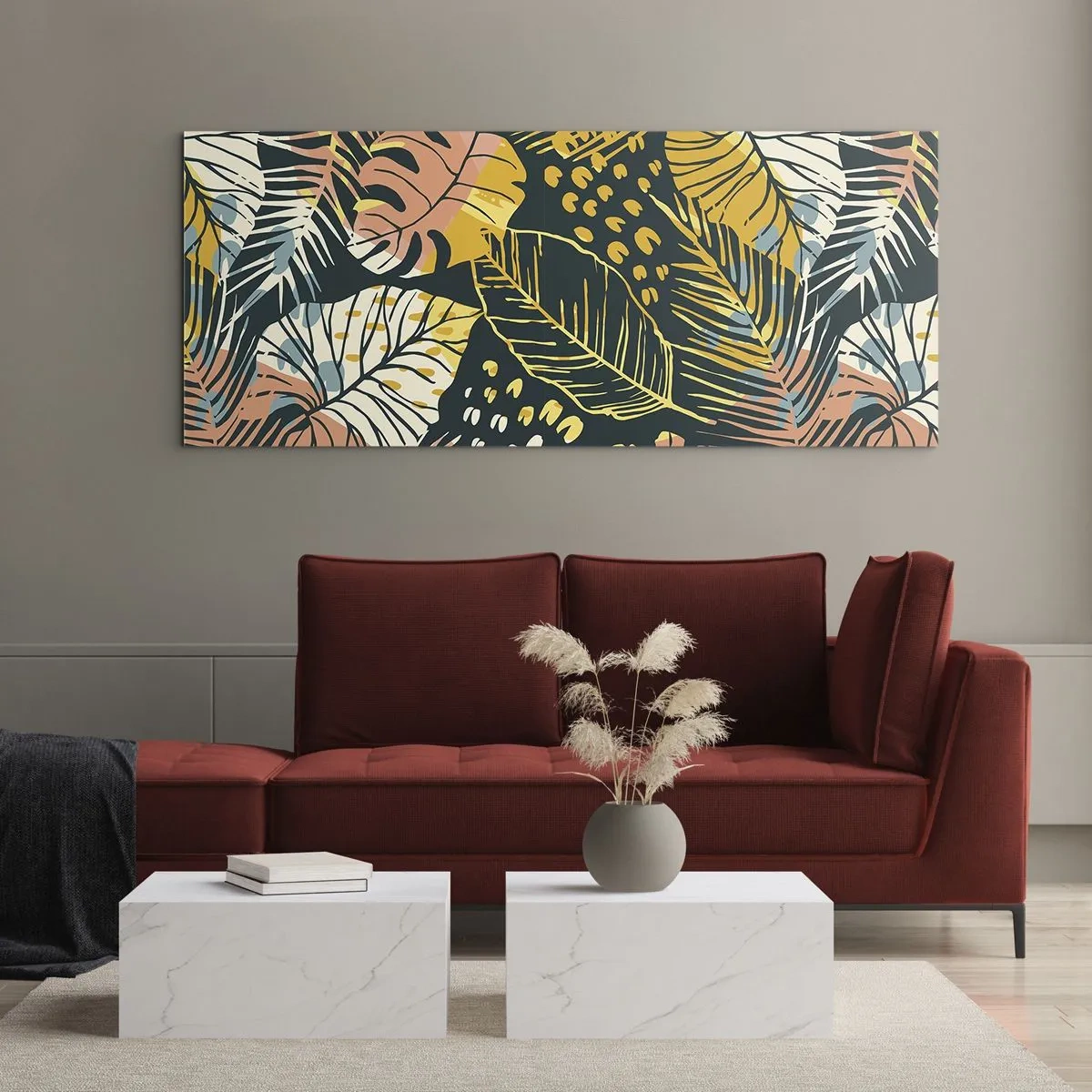 Impression sur verre - Image sur verre - Fantaisie feuillue - 90x30 cm