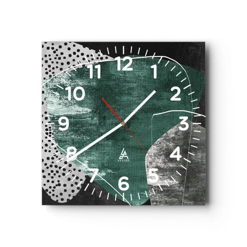 Horloge murale - Pendule murale - Abstraction colorée avec feuille d'or - 40x40 cm