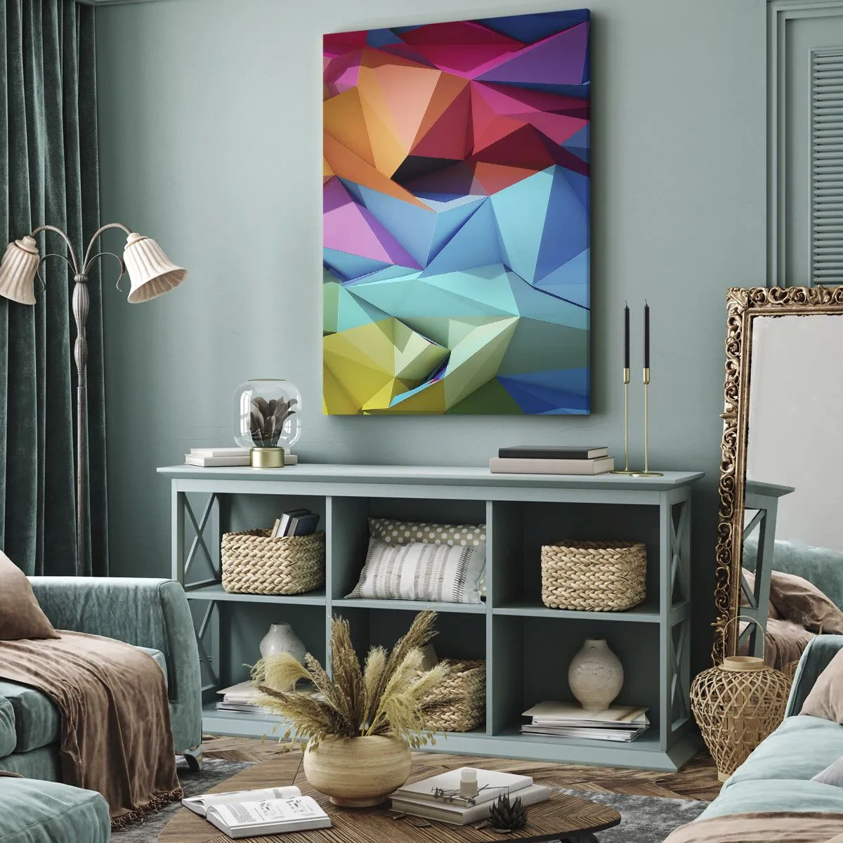Impression sur toile - Image sur toile - Origami arc-en-ciel - 45x80 cm