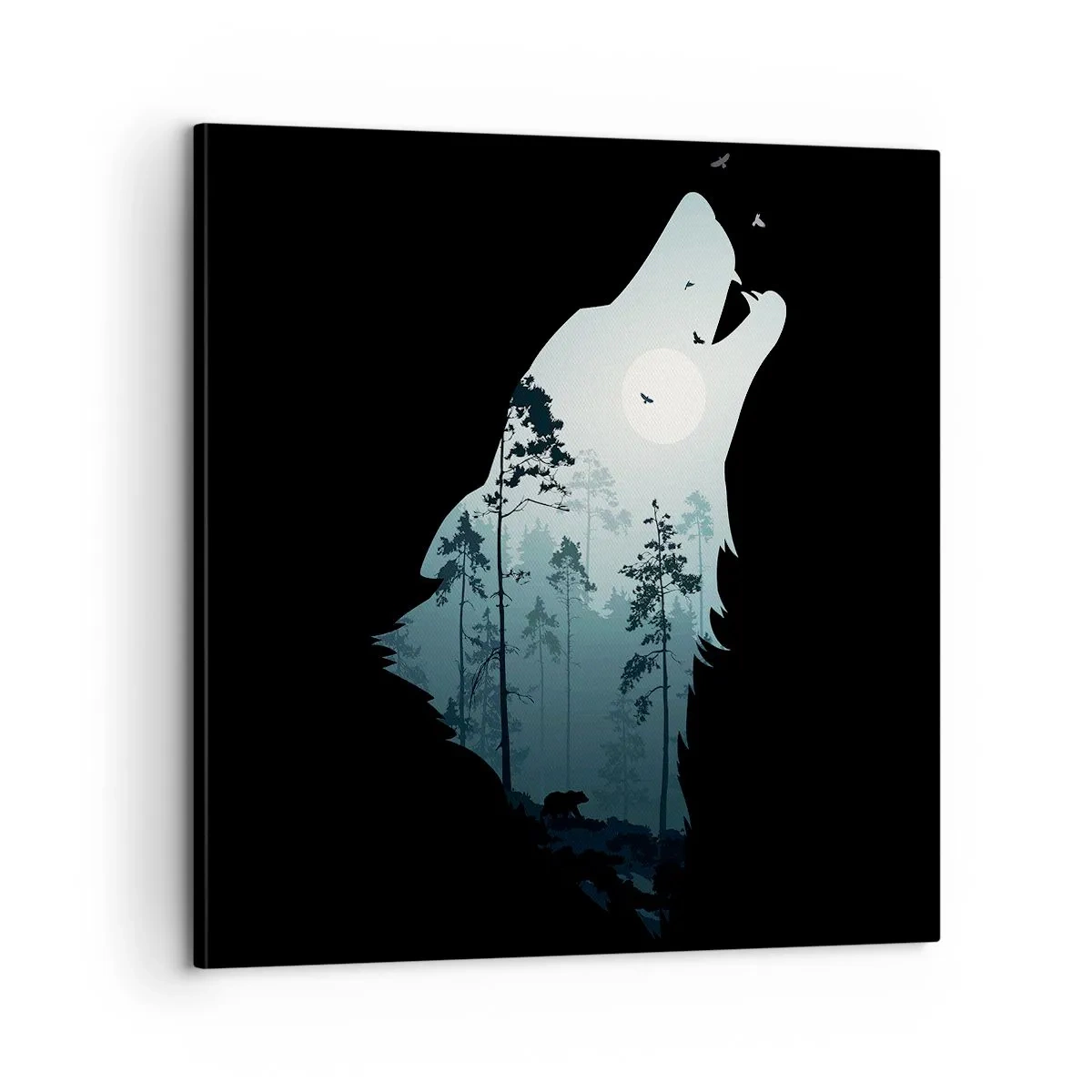 Impression sur toile - Image sur toile - La voix de nuit de la forêt - 60x60 cm