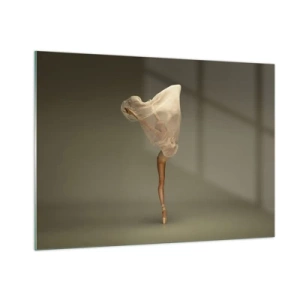 Impression sur verre - Image sur verre - Une danseuse dans une pose délicate avec son voile relevé - 100x70cm - Il va bientôt s'envoler - Décoration murale moderne pour le salon et la chambre ARTTOR
