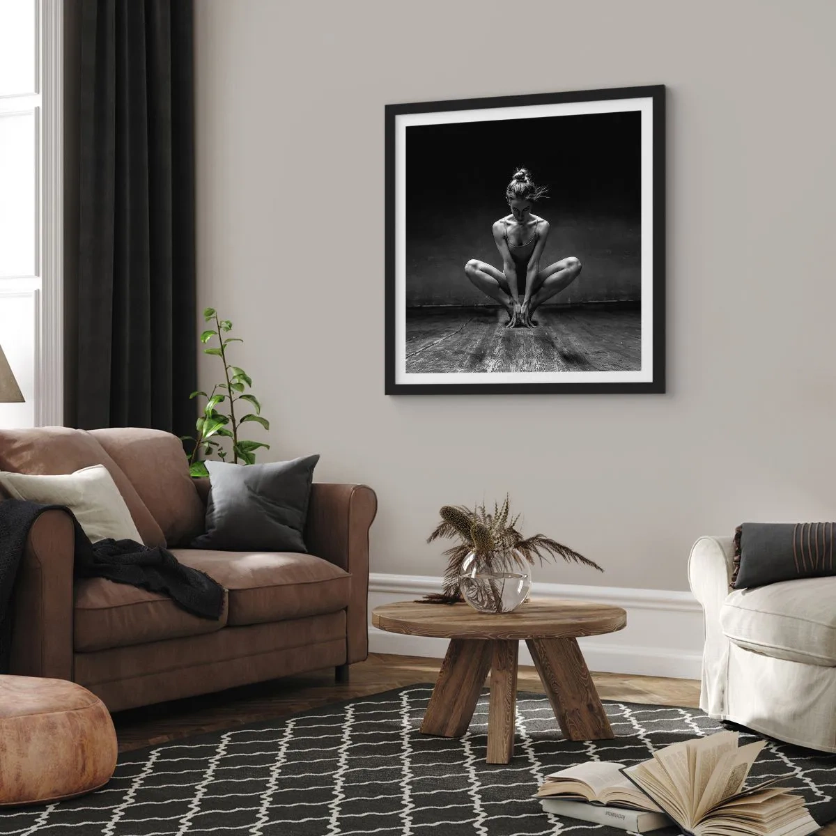 Affiche dans un cadre noir - Poster - Concentration de l'énergie de la danse - 40x40 cm