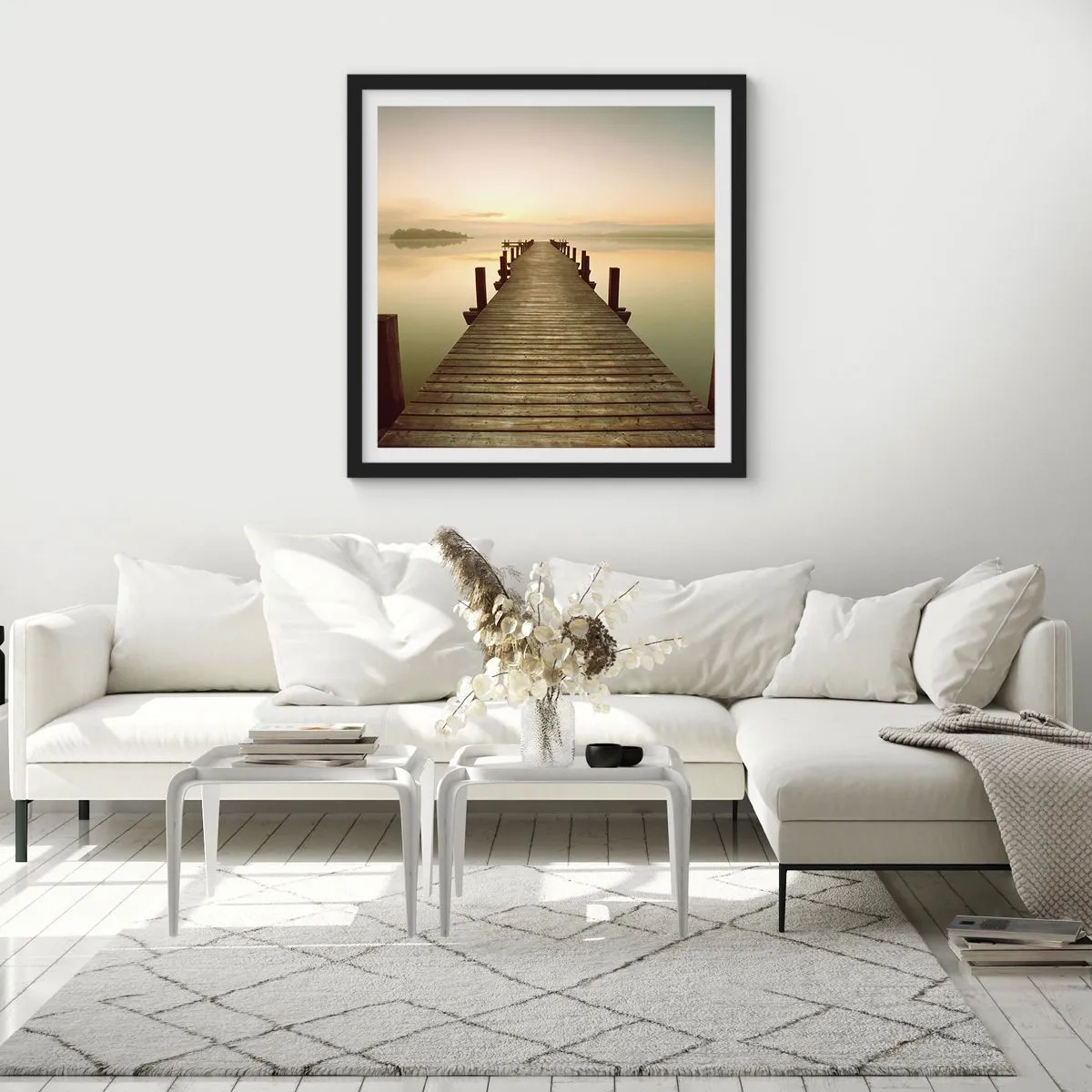 Affiche dans un cadre noir - Poster - L'aube, les premières lueurs, le jour  - 50x50 cm