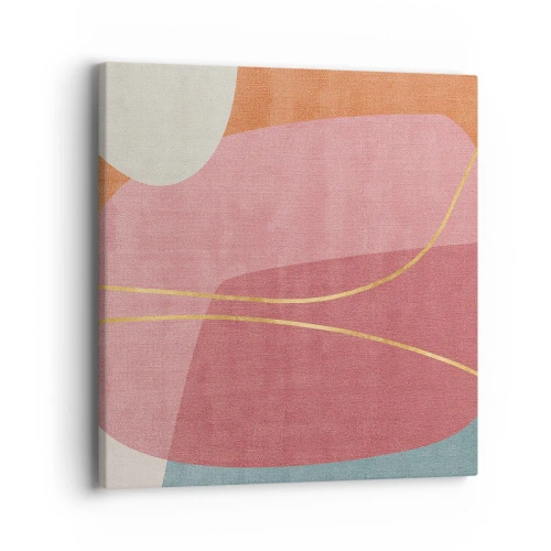 Impression sur toile - Image sur toile - Composition pastel au fil d'or - 40x40 cm