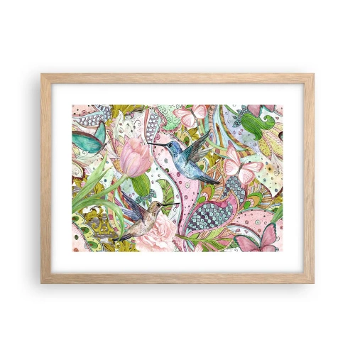 Affiche dans un chêne clair - Poster - Empêtré dans les vignes - 40x30 cm