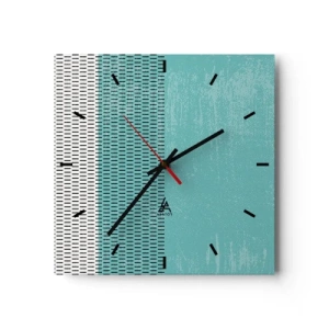 Horloge murale - Pendule murale - Composition géométrique avec turquoise et lignes - 30x30cm - Composition équilibrée - Décoration murale moderne pour le salon et la chambre ARTTOR