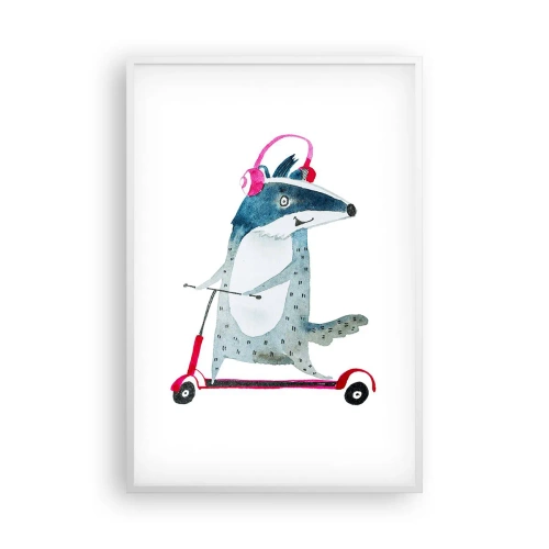 Affiche dans un cadre blanc - Poster - La joie du blaireau - 61x91 cm