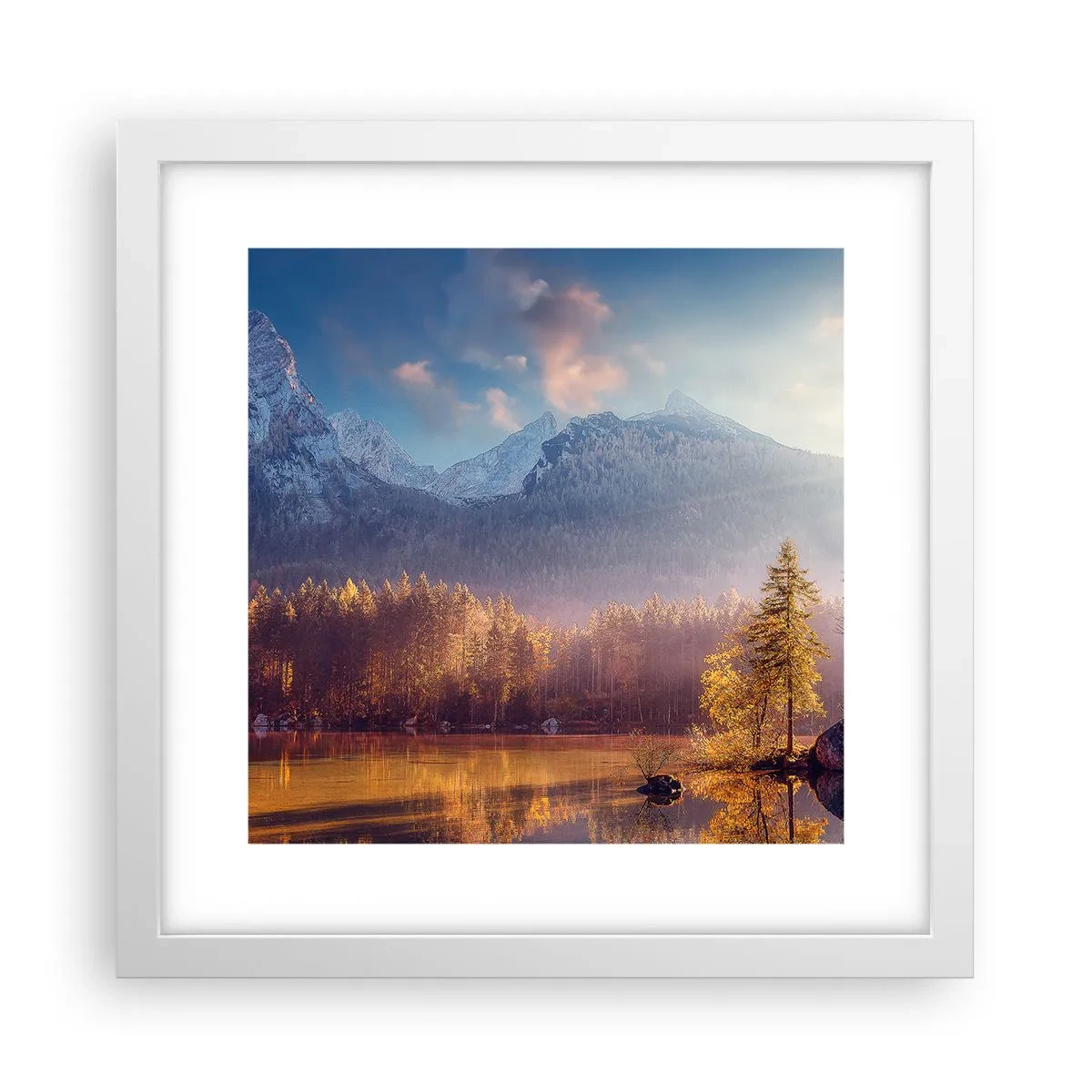 Affiche dans un cadre blanc - Poster - Dans les montagnes et les vallées - 30x30 cm