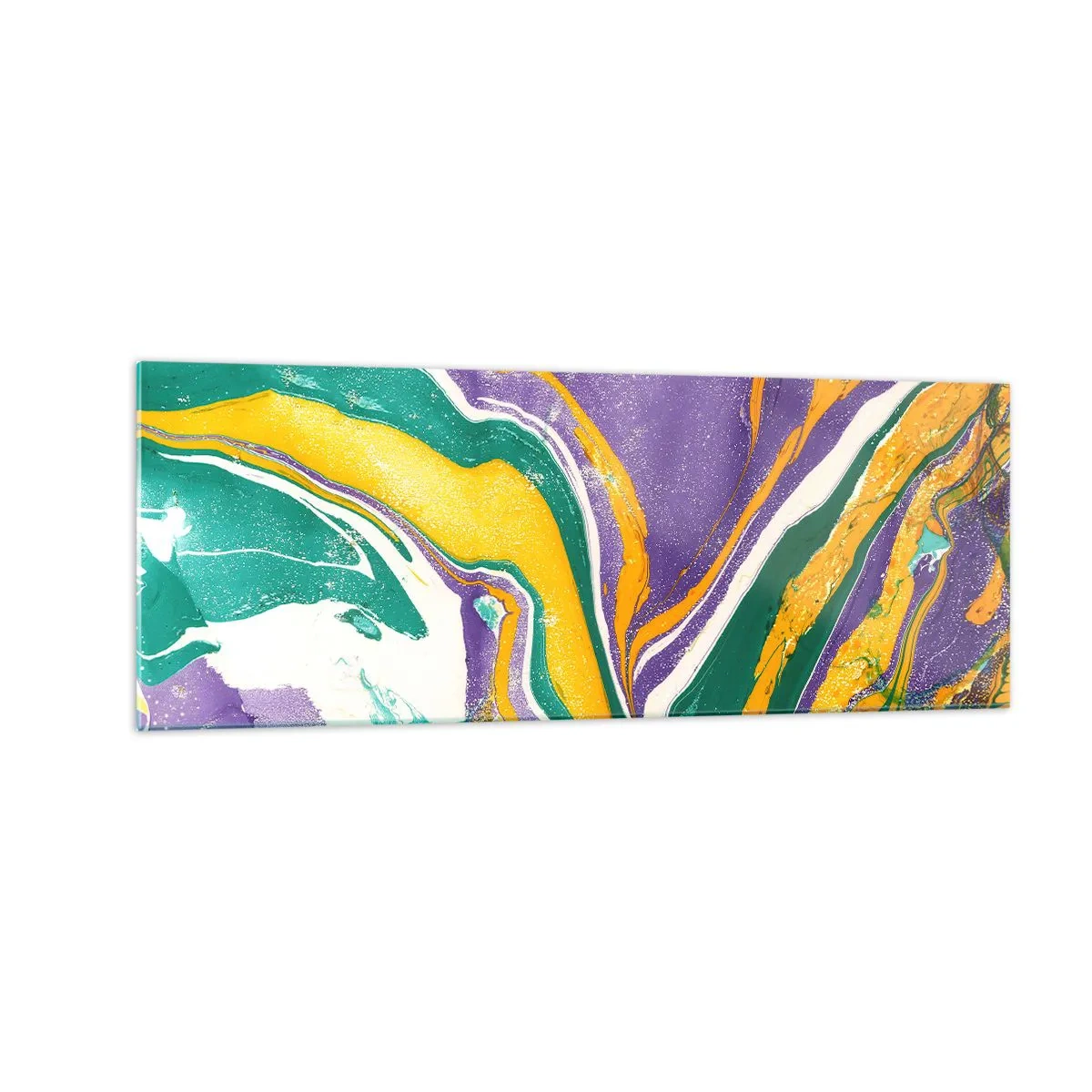 Impression sur verre - Image sur verre - Motif de marbre abstrait aux couleurs vives - 140x50cm - Ondes de couleur - Décoration murale moderne pour le salon et la chambre ARTTOR