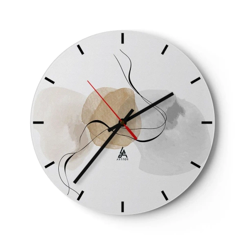 Horloge murale - Pendule murale - Taches pastel abstraites et lignes noires sur fond blanc - 30x30cm - Perles d'air - Décoration murale moderne pour le salon, la cuisine et la chambre ARTTOR