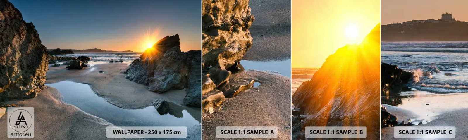 Échantillon De Papier Peint Standard Eco - Intouché par la main de l'homme - Paysage, Plage, Côte des Cornouailles - 100x30 cm