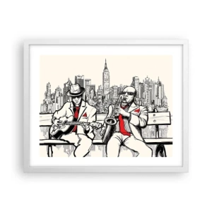 Affiche dans un cadre blanc - Poster - improvisation new-yorkaise - 50x40 cm