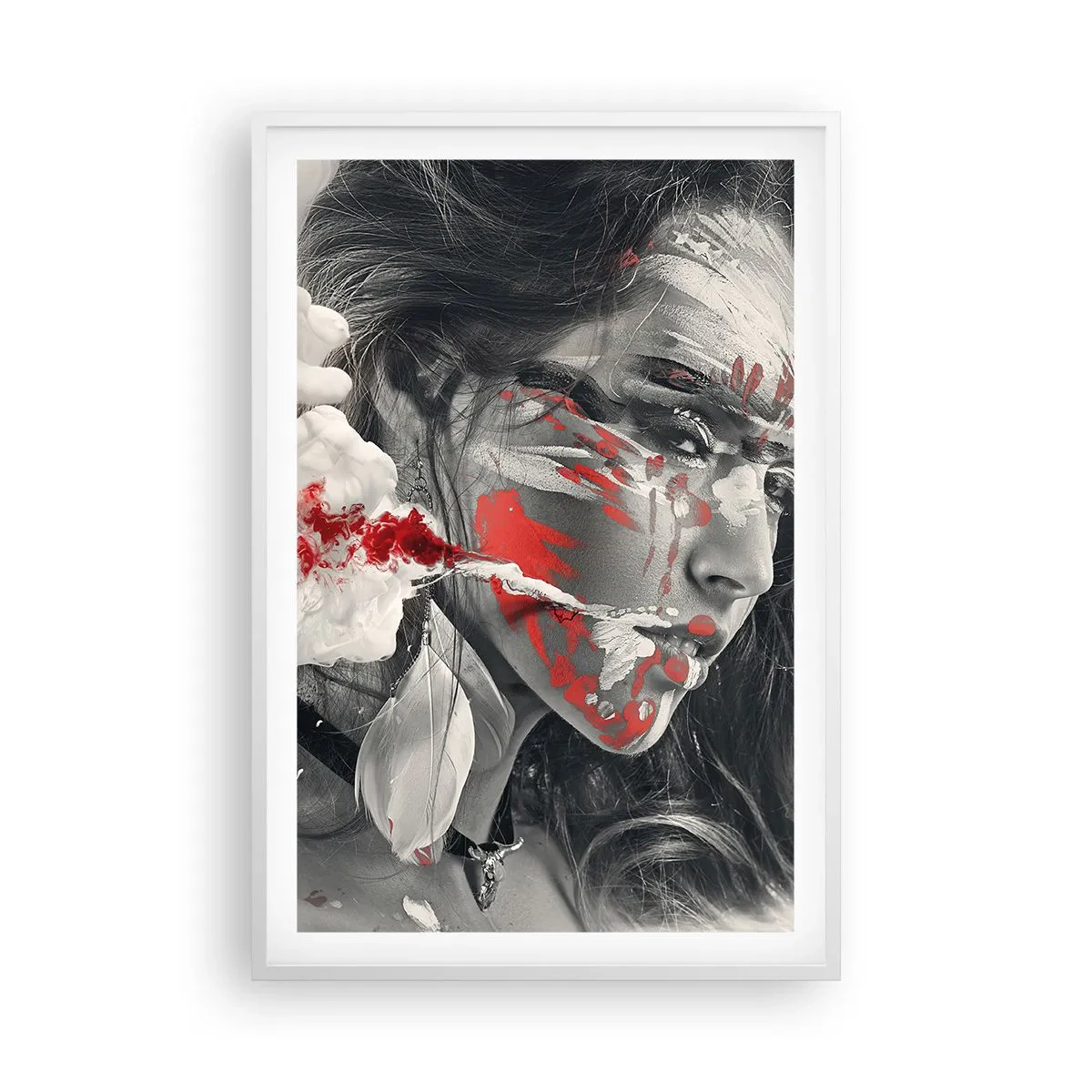 Affiche dans un cadre blanc - Poster - Dans les fumées de l'absurde - 61x91 cm