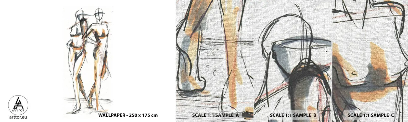 Échantillon de Papier Peint Premium Canvas - Étude de la grâce - Graphique, Mode, Art moderne - 100x30 cm