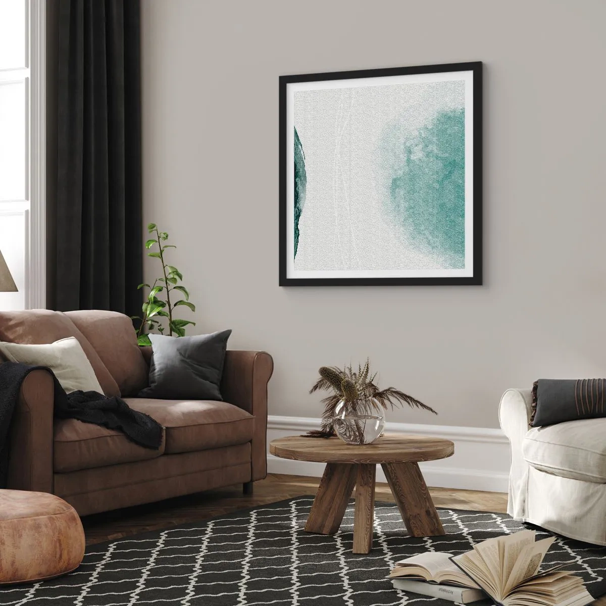 Affiche dans un cadre noir - Poster - Rencontre avec le brouillard - 50x50 cm