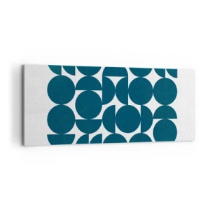 Impression sur toile - Image sur toile - Formes géométriques dans des tons bleu marine sur fond blanc - 120x50cm - Cercles et demi-cercles - Décoration murale moderne pour le salon et la chambre ARTTOR