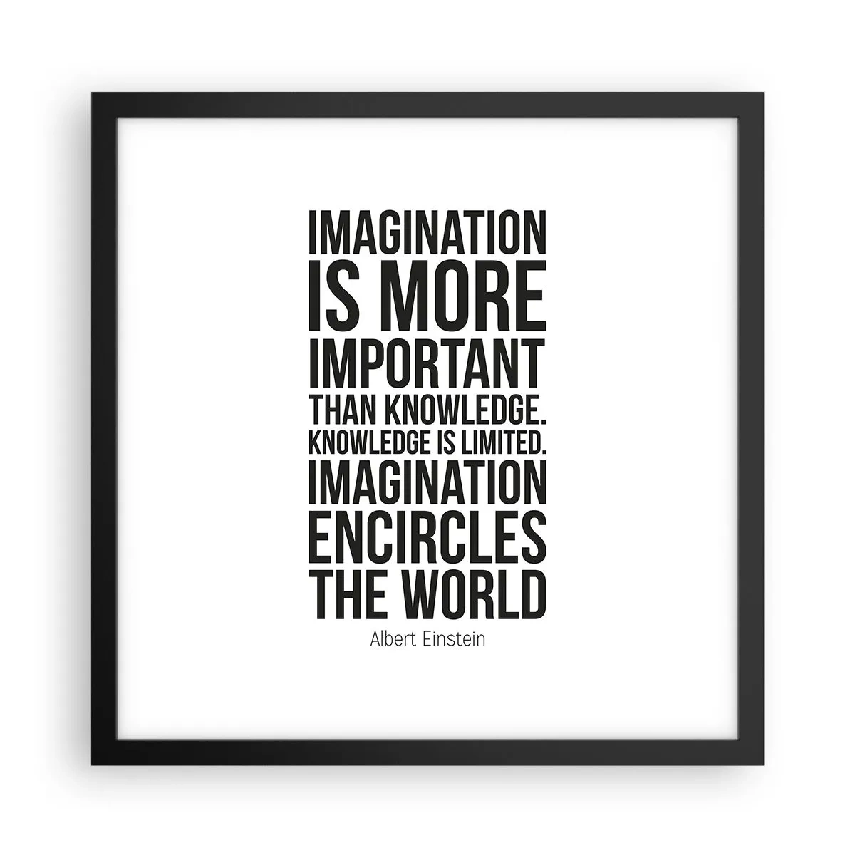 Affiche dans un cadre noir - Poster - Einstein sur le pouvoir de l'imagination - 40x40 cm