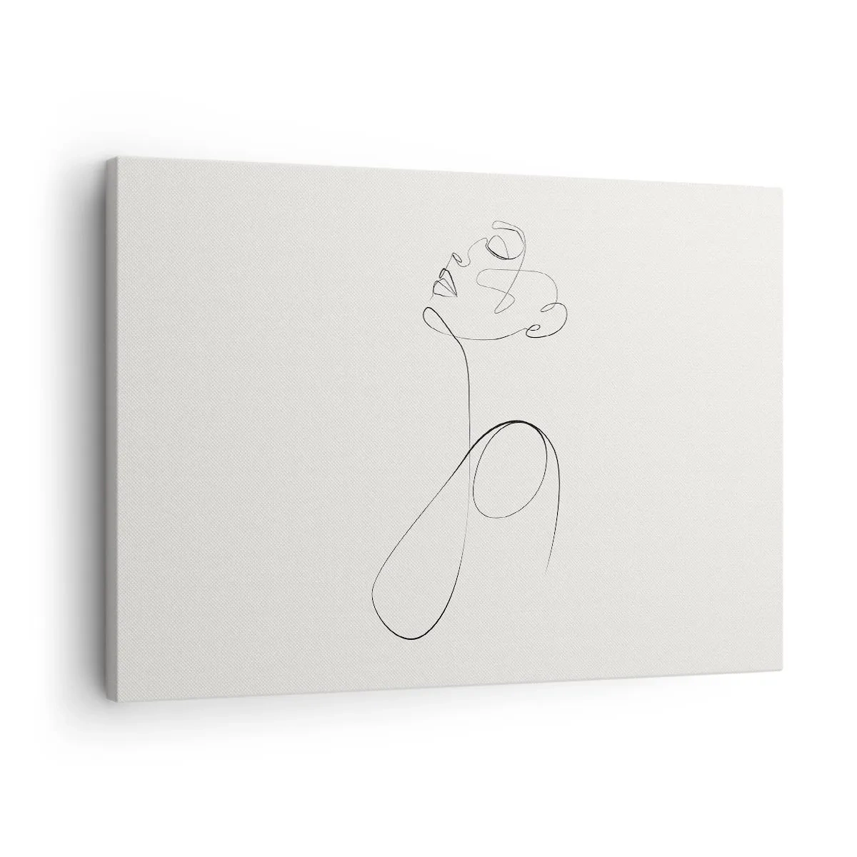 Impression sur toile - Image sur toile - Croquis de visage minimaliste au trait sur fond blanc - 70x50cm - En boucle dans les rêves - Décoration murale moderne pour le salon et la chambre ARTTOR