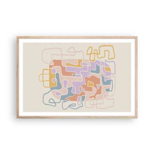 Affiche dans un chêne clair - Poster - Labyrinthe – une aventure joyeuse - 91x61 cm