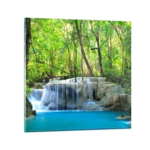 Impression sur verre - Image sur verre - Se noyer dans le turquoise et le vert - 30x30 cm