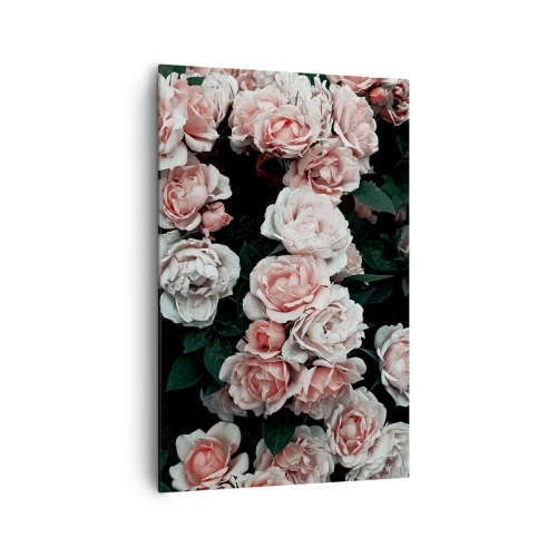 Impression sur toile - Image sur toile - Roses roses sur fond sombre dans une composition subtile - 80x120cm - Ensemble de rose - Décoration murale moderne pour le salon et la chambre ARTTOR
