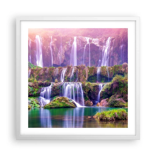 Affiche dans un cadre blanc - Poster - Escalier vers le ciel - 50x50 cm