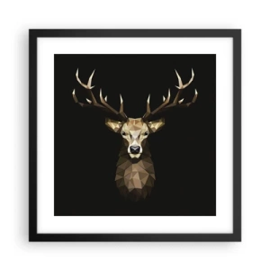 Affiche dans un cadre noir - Poster - Cerf cubique - 40x40 cm