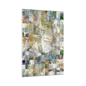 Impression sur verre - Image sur verre - Abstraction colorée avec des formes et des lignes géométriques - 70x100cm - Remaniement géométrique - Décoration murale moderne pour le salon et la chambre ARTTOR