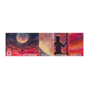 Échantillon de Papier Peint Premium Sand - Se balancer dans les nuages - Abstraction, Fantaisie, Lune - 100x30 cm