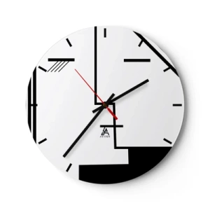 Horloge murale - Pendule murale - Graphiques minimalistes en noir et blanc avec des lignes géométriques - 30x30cm - Juste un baiser - Décoration murale moderne pour le salon, la cuisine et la chambre ARTTOR