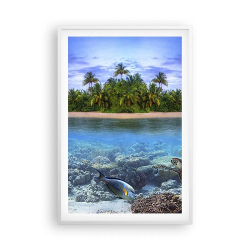 Affiche dans un cadre blanc - Poster - L'île céleste vous invite - 61x91 cm