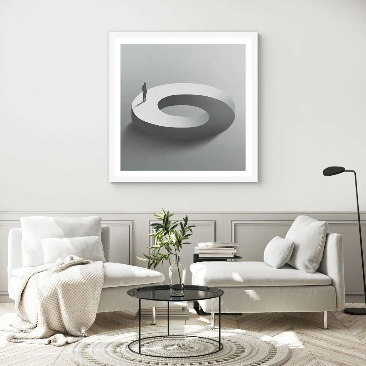 Affiche dans un cadre blanc - Poster - Et sois intelligent ici - 60x60 cm