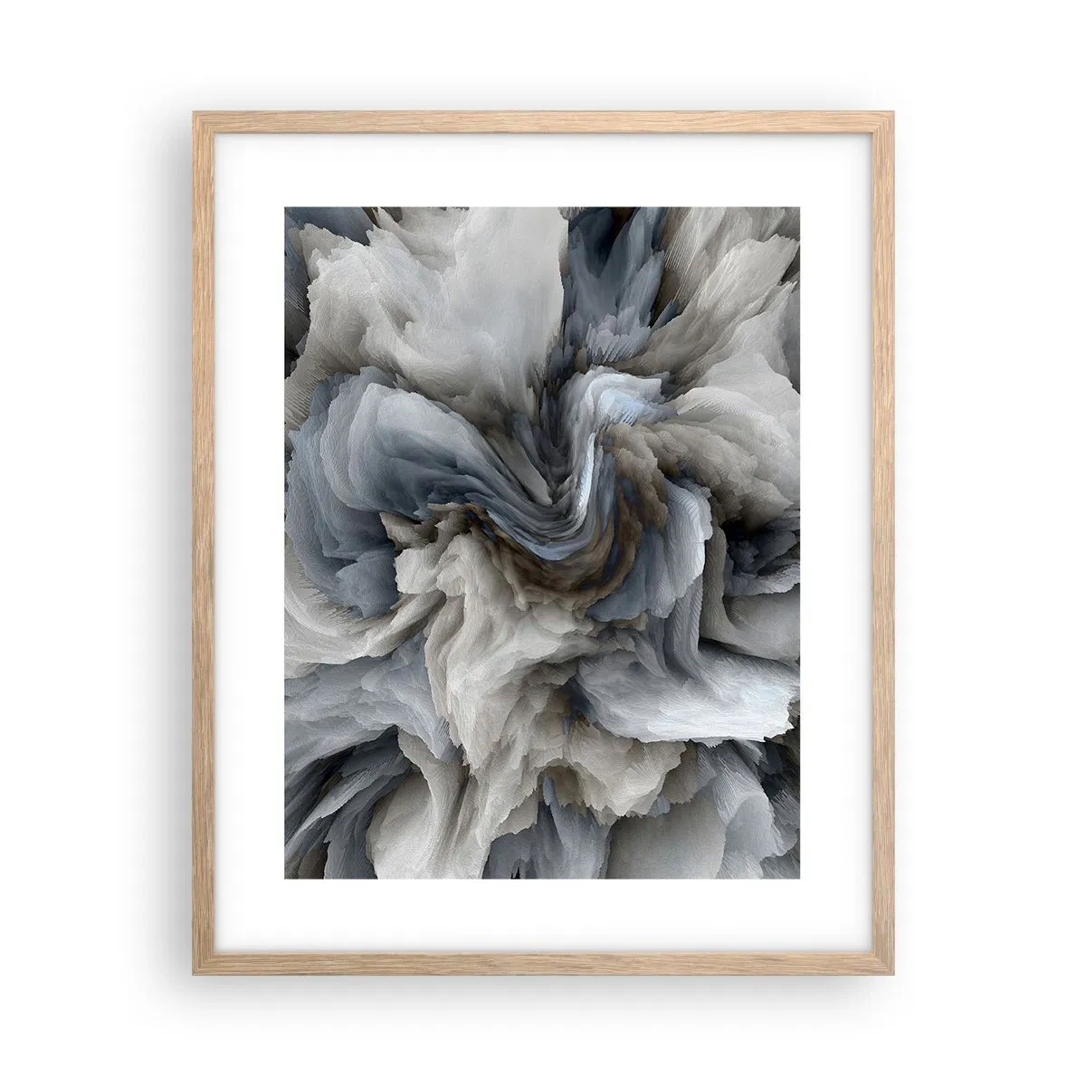 Affiche dans un chêne clair - Poster - Pierre et fleur - 40x50 cm