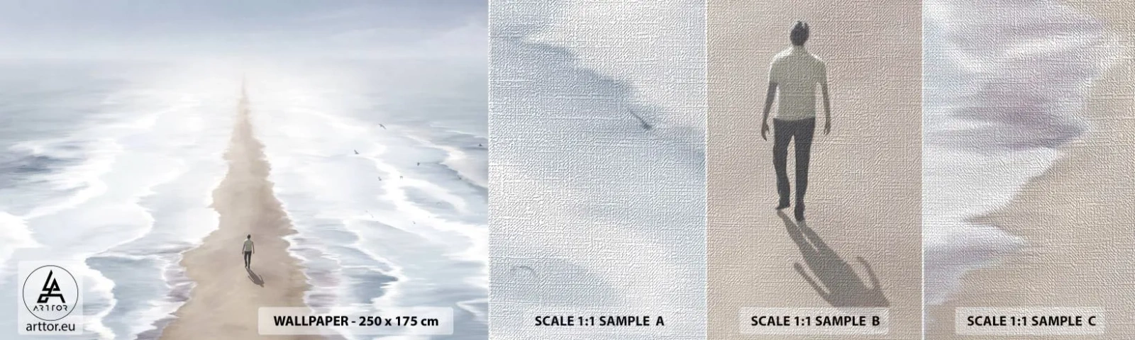 Échantillon de Papier Peint Premium Canvas - Un brillant avenir - Mer, Brillant, Plage - 100x30 cm