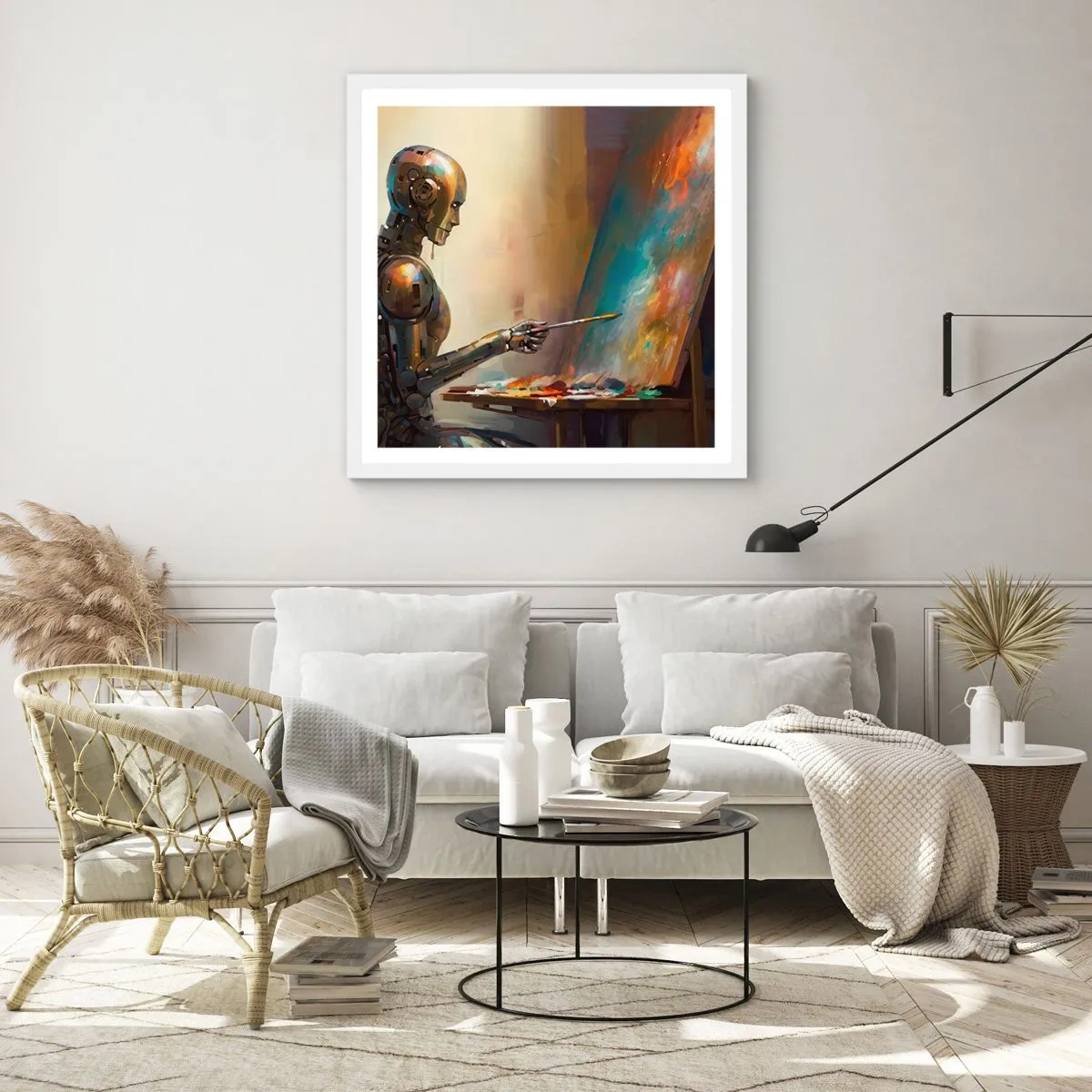 Affiche dans un cadre blanc - Poster - L'art du futur - 60x60 cm