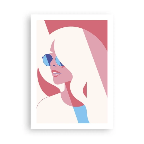 Affiche - Poster - Portrait stylisé d'une femme portant des lunettes de soleil - 50x70cm - C'était une blonde… - Décoration murale moderne pour le salon et la chambre ARTTOR