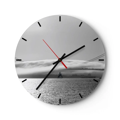 Horloge murale - Pendule murale - Un pont dans le brouillard sur fond de surface d'eau calme - 30x30cm - Naviguez à travers les Portes des Étoiles - Décoration murale moderne pour le salon, la cuisine et la chambre ARTTOR