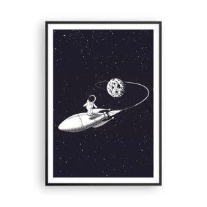 Affiche dans un cadre noir - Poster - Surfeur de l'espace - 70x100 cm