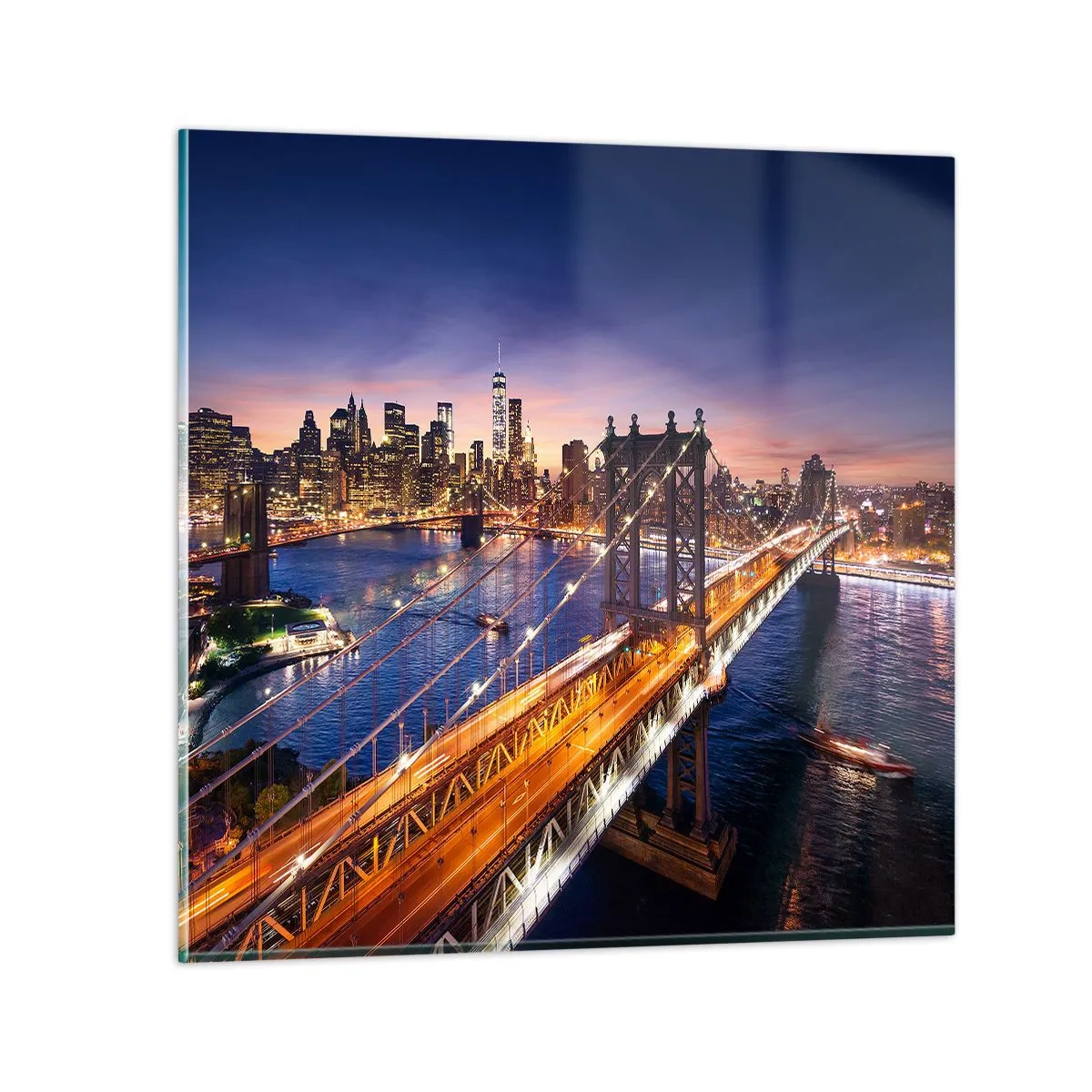 Impression sur verre - Image sur verre - Un pont lumineux au cœur de la ville - 60x60 cm