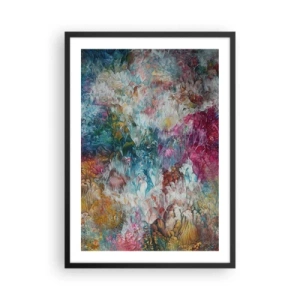 Affiche dans un cadre noir - Poster - Une composition abstraite ressemblant à des fleurs en fleurs - 50x70cm - En pleine floraison - Décoration murale moderne pour le salon et la chambre ARTTOR
