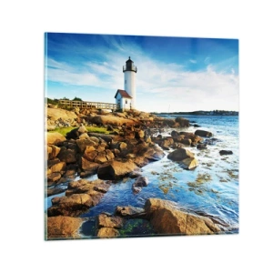 Impression sur verre - Image sur verre - Revenez heureux, j'attends - 50x50 cm