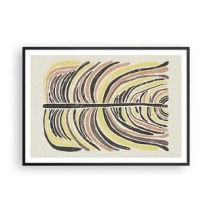 Affiche dans un cadre noir - Poster - Motif de feuille abstrait dans des tons terreux - 100x70cm - Abstraction pleine de vie - Décoration murale moderne pour le salon et la chambre ARTTOR