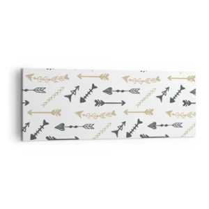 Impression sur toile - Image sur toile - Un motif minimaliste avec des flèches aux couleurs beige et grise. - 140x50cm - Le rêve de l'archer - Décoration murale moderne pour le salon et la chambre ARTTOR