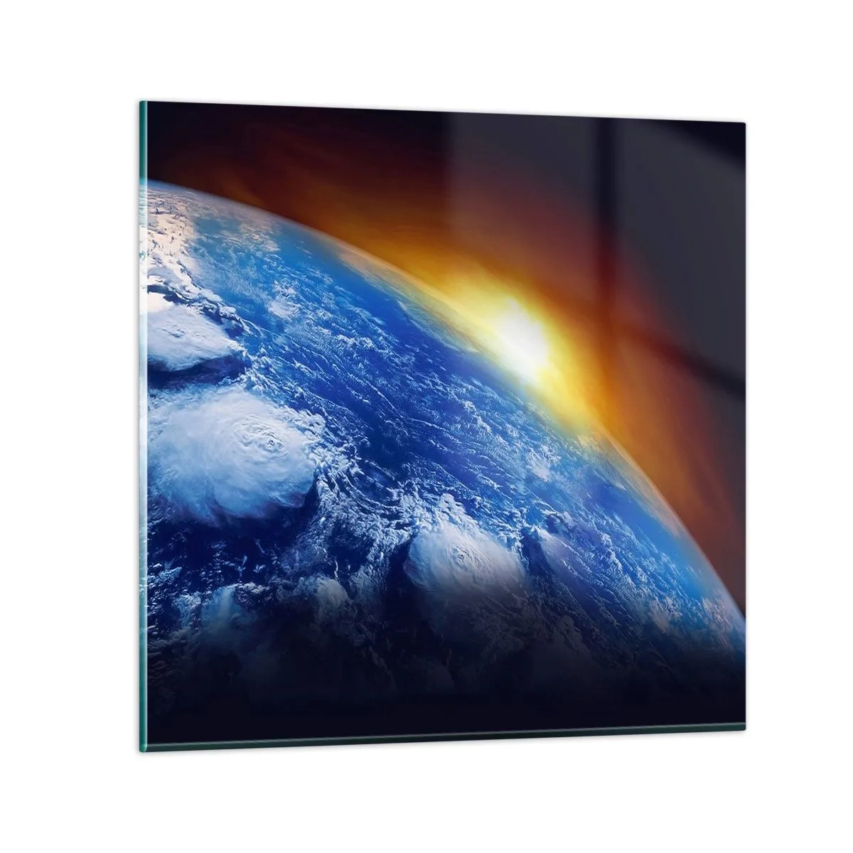 Impression sur verre - Image sur verre - Lever de soleil sur la planète bleue - 60x60 cm