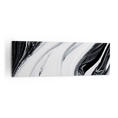 Impression sur toile - Image sur toile - Abstraction en noir et blanc avec des lignes et des tourbillons dynamiques - 160x50cm - Une combinaison d'opposés - Décoration murale moderne pour le salon et la chambre ARTTOR