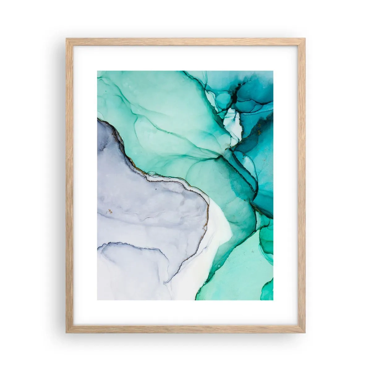 Affiche dans un chêne clair - Poster - Étude de turquoise - 40x50 cm