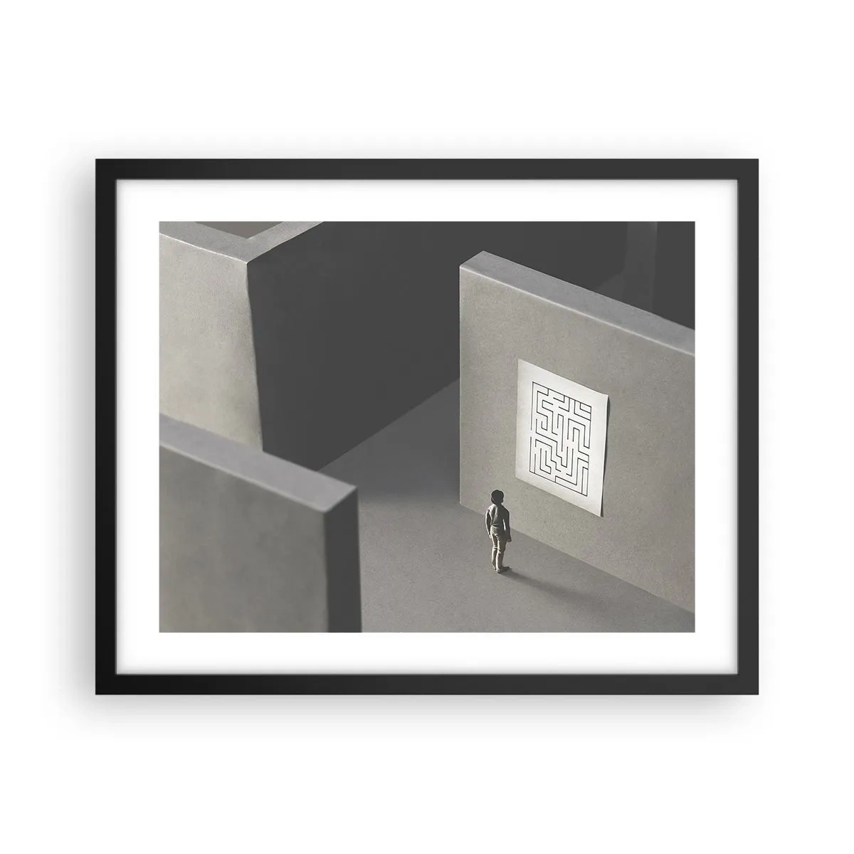 Affiche dans un cadre noir - Poster - Mais où suis-je? - 50x40 cm