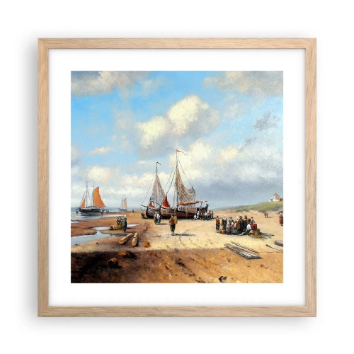 Affiche dans un chêne clair - Poster - Après une capture réussie - 40x40 cm