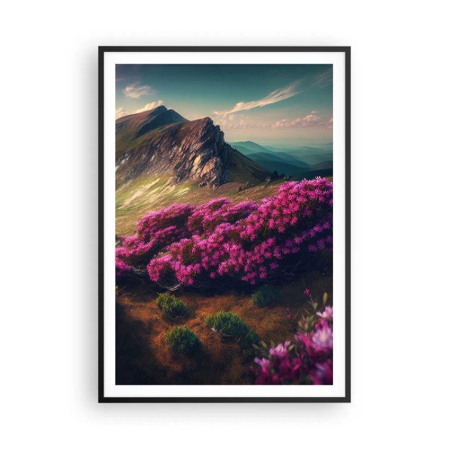 Affiche dans un cadre noir - Poster - L'été à la montagne - 70x100 cm