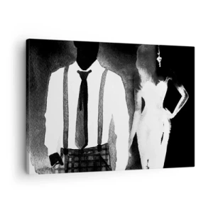 Impression sur toile - Image sur toile - Personnages de style noir, élégance et mystère en noir et blanc - 70x50cm - Ambiance noire - Décoration murale moderne pour le salon et la chambre ARTTOR
